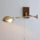Helnys Ash Wood Canopy LED Wall Sconce Pull Chain Switch Rotate Bedroom Lamp