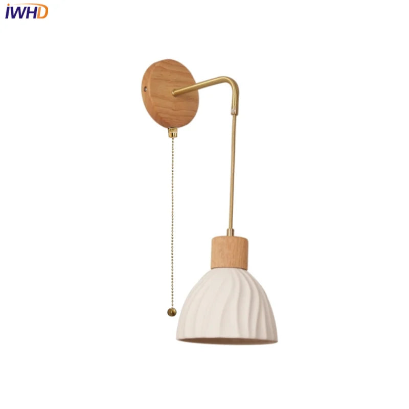 Helnys Nordic LED Wall Sconce Wood Base Modern Vanity Light