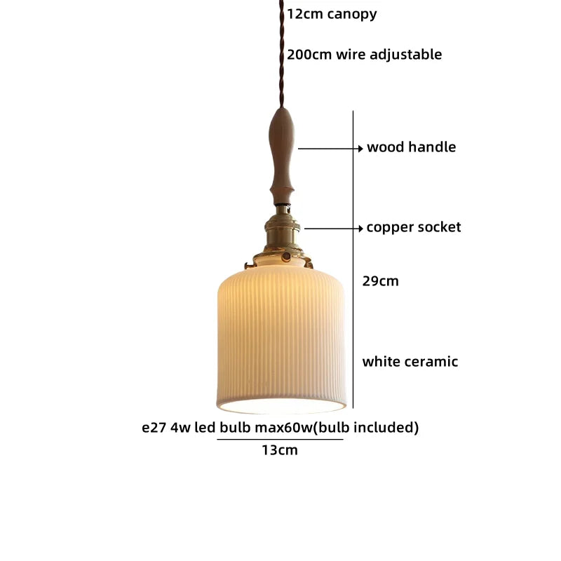 Helnys Ceramic LED Pendant Light Home Decor Hanglamp