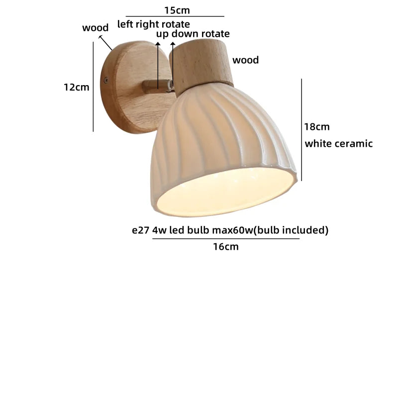 Helnys Ceramic LED Wall Sconce Lamps | Japanese Style Indoor Art Wall Lights