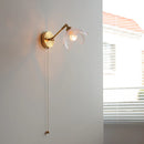 Helnys Modern Copper Glass Wall Lamp with Pull Chain Switch