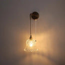 Helnys Flower Glass LED Wall Lamp Sconce Pull Chain Switch Nordic Modern Glass Mirror Light