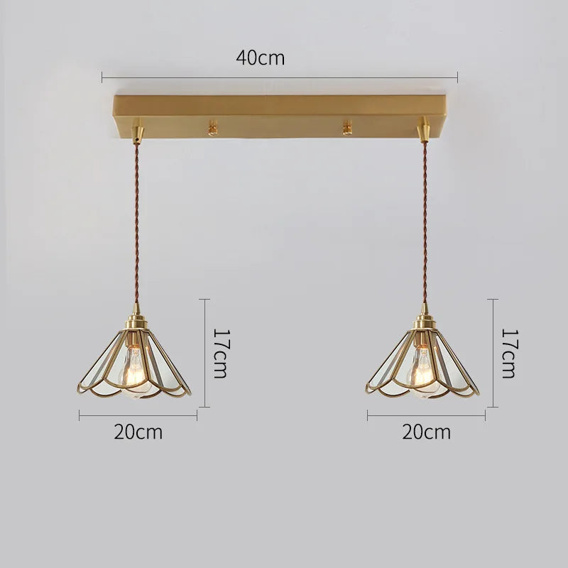 Helnys Glass LED Pendant Lights: Modern Copper Hanging Lamp for Bedroom, Dining, Restaurant