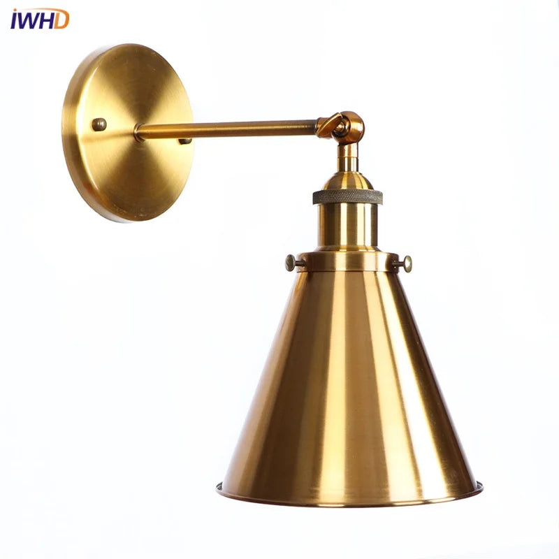 Helnys Vintage Gold Plated Iron Wall Lamp Industrial LED Loft Lighting Fixtures