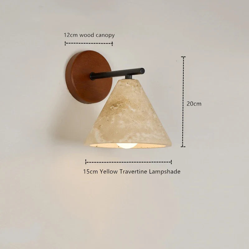Helnys LED Wall Lamp in Walnut Yellow Travertine for Stair Living Room Lighting