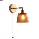 Helnys Clear Glass LED Wall Lamp with Pull Chain for Modern Bathroom Mirror Lighting