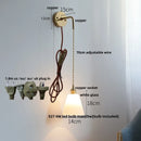 Helnys Nordic LED Wall Light Pull Chain Switch Glass Adjustable Stair Sconce