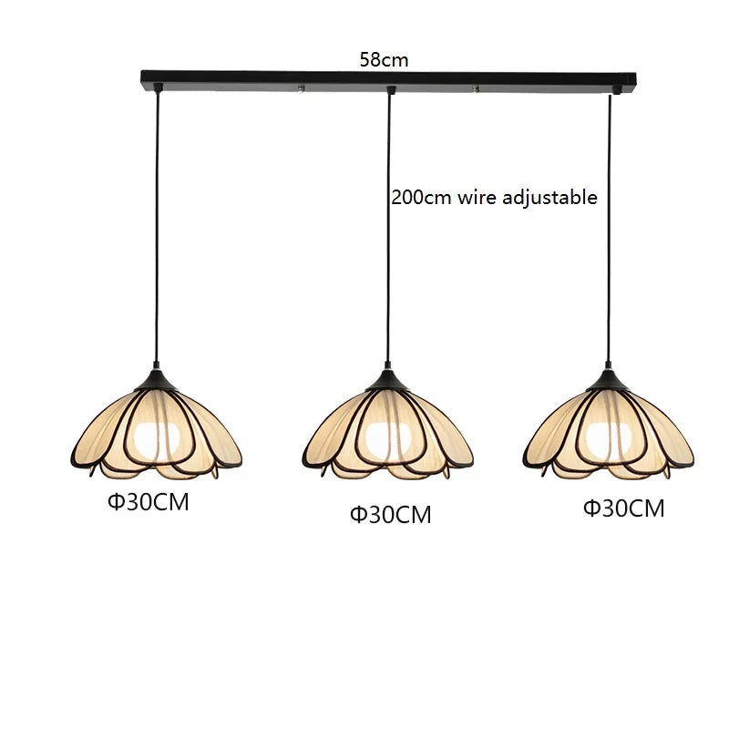 Helnys 50CM Rattan Flower Pendant Lamp LED Indoor Hanging Light Nordic Modern