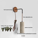 Helnys Adjustable LED Wall Lamp Pull Chain Switch Wood Nordic Modern Yellow Travertine