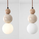 Helnys Nordic LED Pendant Lights Wood White Glass Yellow Travertine Hanging Lamp