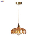 Helnys Nordic Amber Glass LED Pendant Lamp Adjustable Hanging Light