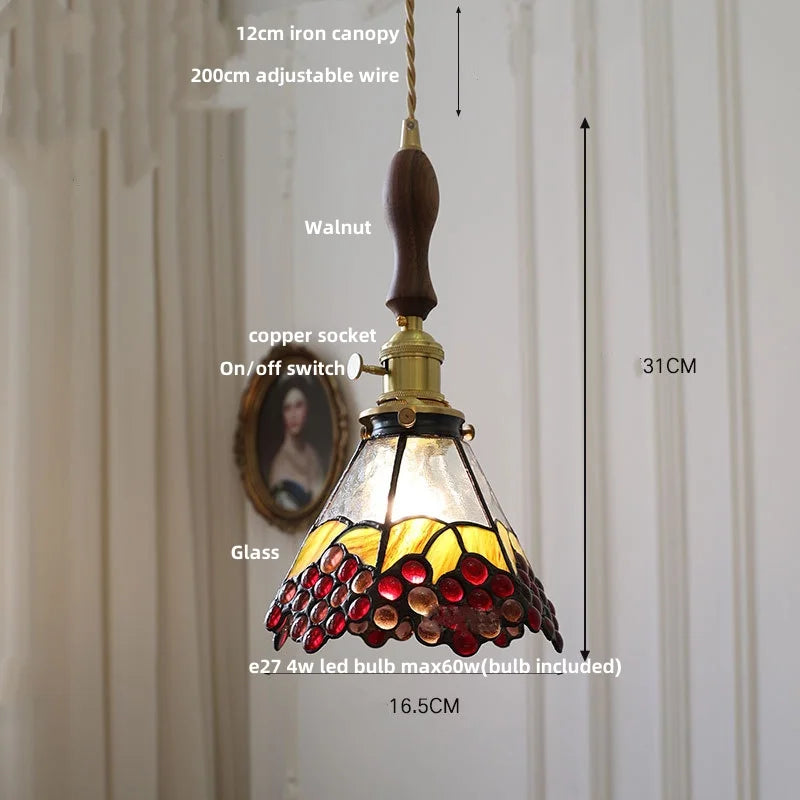 Helnys Glass Brass Pendant Lamp Adjustable LED Light for Kitchen Bar Balcony Loft