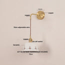 Helnys Ceramic LED Wall Lamp with Pull Chain Switch - Up Down Rotate Copper Mirror Light