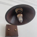 Helnys Walnut Wood LED Wall Sconce with Pull Chain Switch
