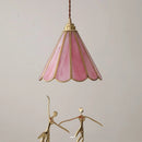 Helnys Glass Pendant Lamp Flower Pink Adjustable LED Hanging Lights