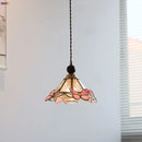 Helnys Butterfly Pink LED Pendant Lamp, Nordic Modern Walnut Wood Glass Hanging Light