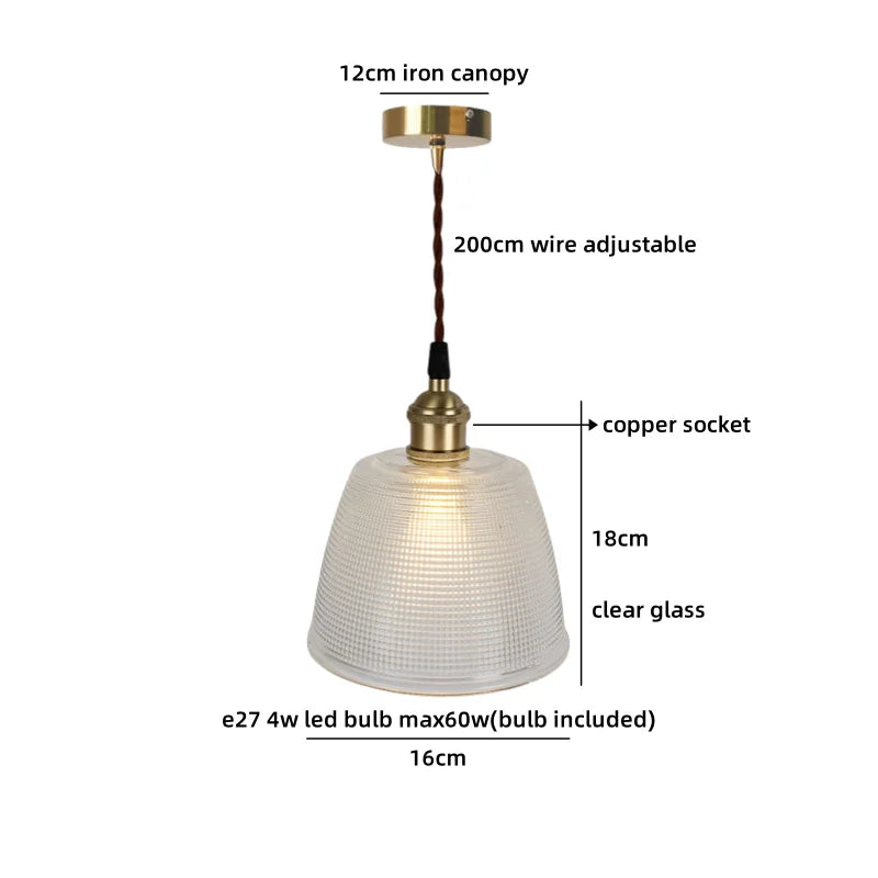 Helnys Brass LED Pendant Light with Clear Glass Shade