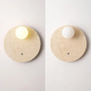 Helnys White Glass LED Wall Lights Yellow Travertine Stone Reading Living Room