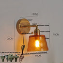 Helnys Clear Glass Wall Lights with Pull Chain Switch and Brass Finish