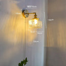 Helnys Copper Glass LED Bathroom Mirror Light Sconce, Nordic Modern Wall Lamp
