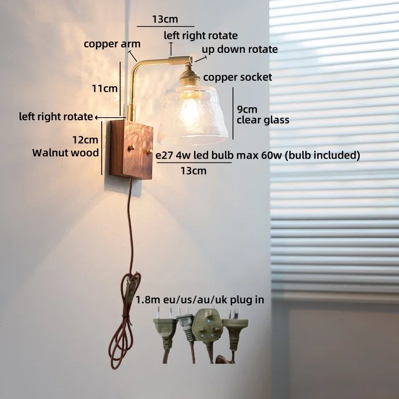 Helnys Clear Glass LED Wall Light Fixture for Modern Nordic Design