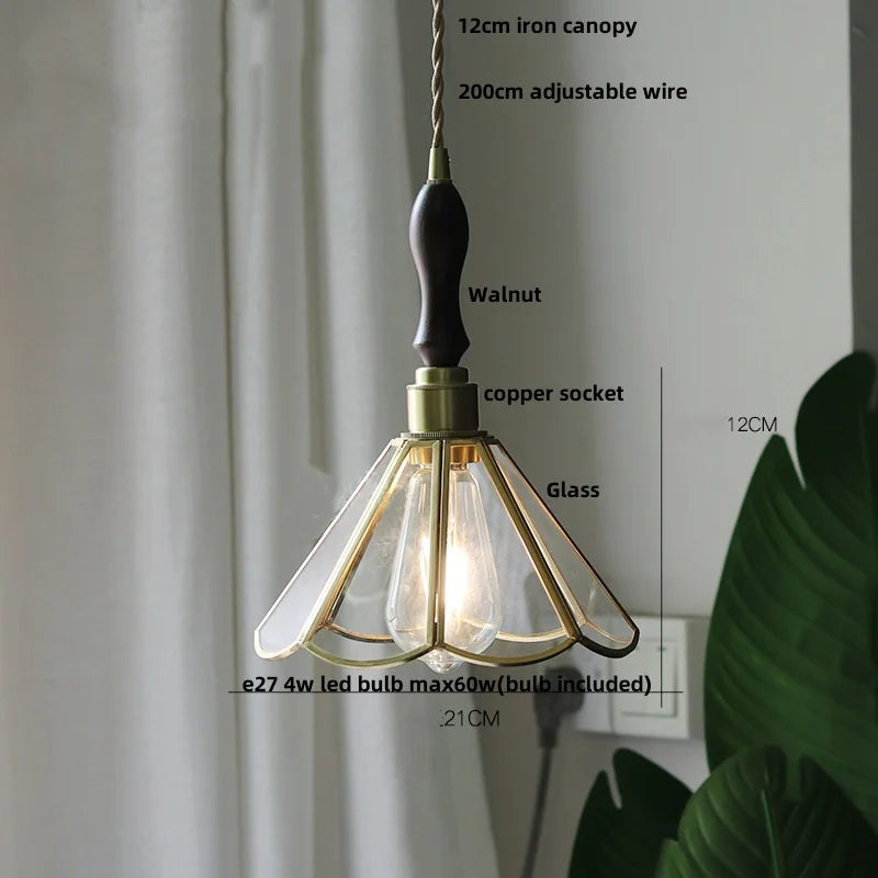Helnys Blue Glass Wire Adjustable LED Pendant Light - Nordic Modern Hang Lamp