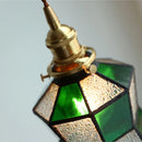 Helnys Tiffany Style Glass LED Pendant Lamp with Copper Socket & Colorful Design