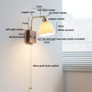 Helnys Vintage Brass Ceramic LED Wall Lamp with Pull Chain Switch