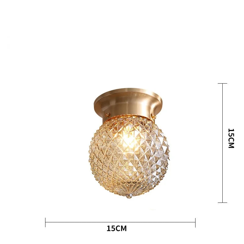 Helnys American Copper Vintage Ceiling Lights Glass LED Lamps