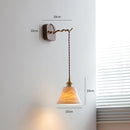 Helnys Modern LED Wall Sconce with Ceramic Lampshade & Wooden Base