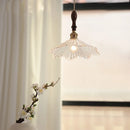 Helnys Vintage Glass Shade Pendant Light - Walnut Handle Design