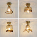 Helnys Amber Glass Ceiling Lamp LED 4W Copper Socket for Home Lighting