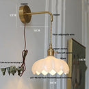 Helnys LED Wall Lights with Pull Chain Switch and Clear Glass Up Down Rotate Copper Finish
