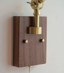 Helnys Modern LED Wall Lamp Glass Pull Chain Switch Rotatable Swing Arms Fixtures