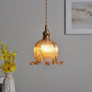 Helnys Amber Glass LED Pendant Light Fixture Modern Simple Adjustable Hanging Light