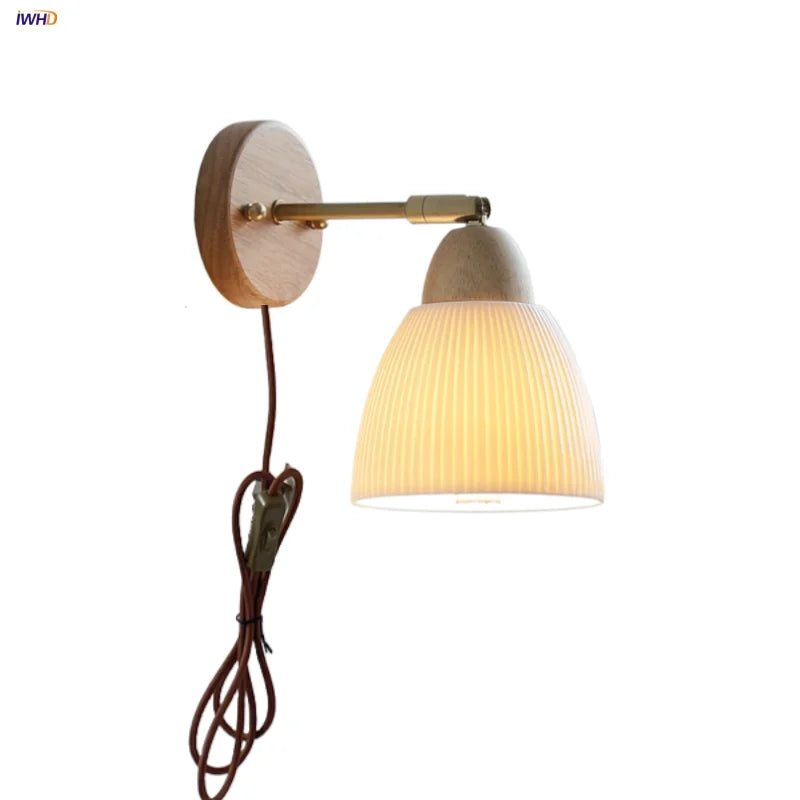 Helnys Ceramic Wood Wall Sconce Up Down Rotate LED Light Fixture