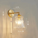 Helnys Clear Glass LED Wall Lights Copper Pull Chain Switch Modern Wandlamp