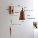 Helnys LED Wall Sconce Lamp Walnut Ash Wood with Pull Chain Switch