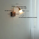 Helnys White Glass LED Wall Light Fixture Walnut Wood Brass Pull Chain Switch
