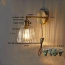 Helnys Clear Glass Up Down Rotate LED Wall Lights with Copper Knob Switch