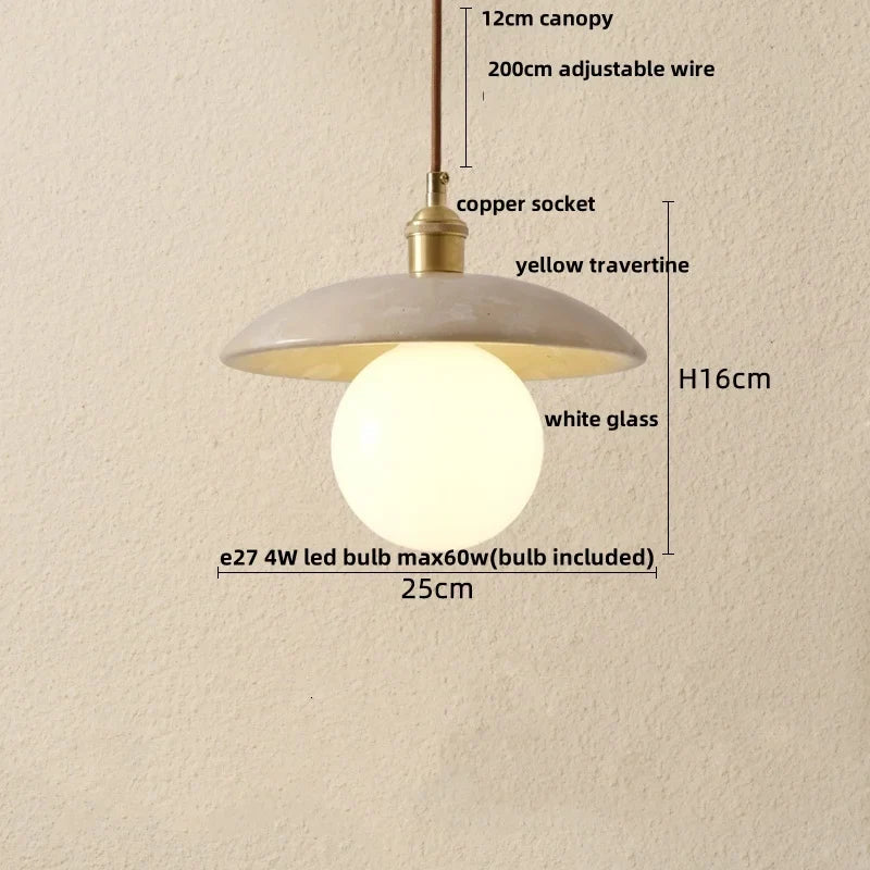 Helnys Yellow Travertine LED Pendant Lights - Nordic Modern Hang Lamp