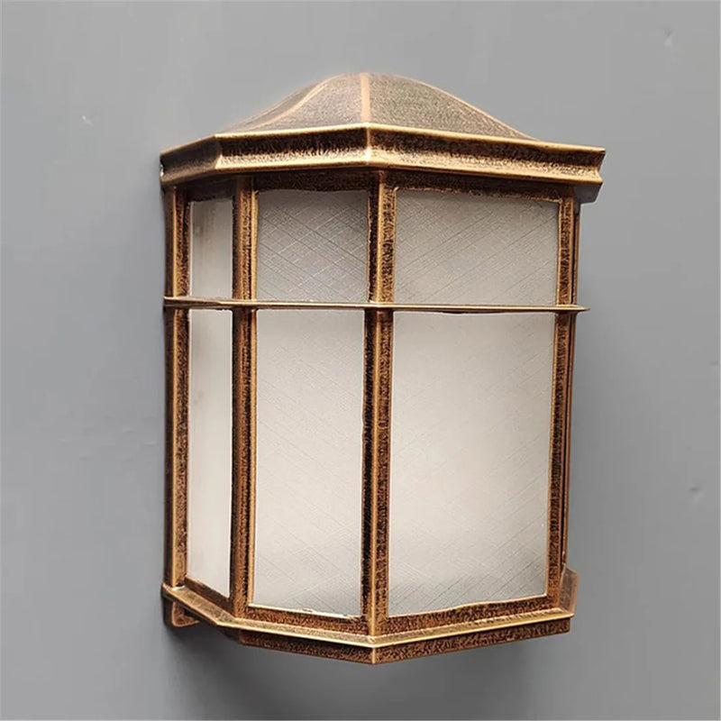 Helnys Rustic E27 Outdoor Wall Sconce with Frost Acrylic Shade
