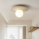 Helnys Nordic LED Ceiling Lamp White Glass Ball Yellow Travertine Ceiling Light