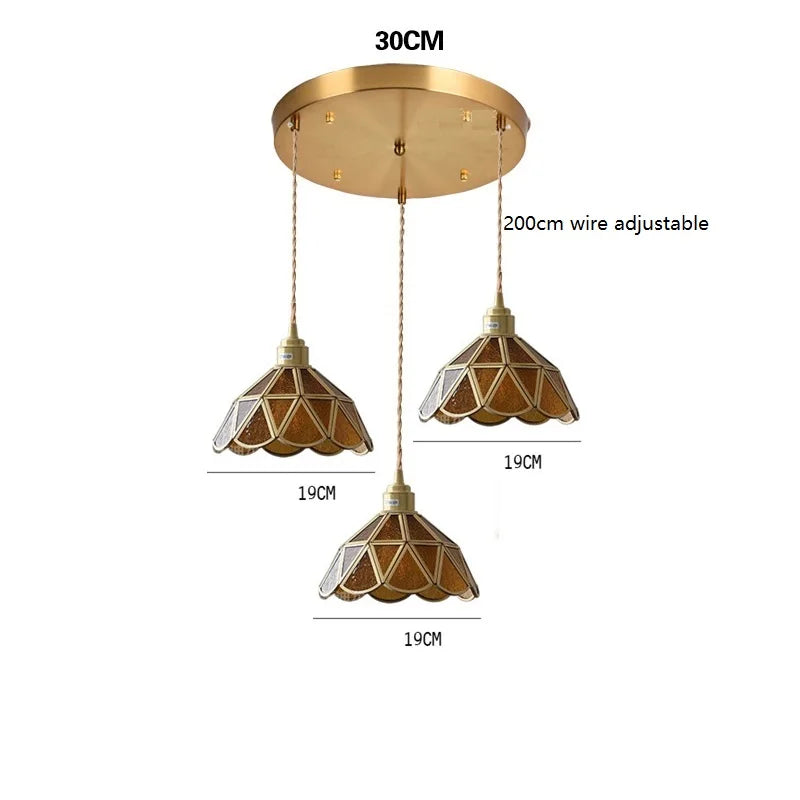 Helnys Nordic Copper Glass Hanging Pendant Light for Modern Living Spaces