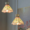 Helnys Tiffany LED Pendant Light Flower Glass Hanging Lamp for Home Decor