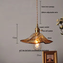 Helnys Vintage Loft Copper LED Pendant Light with Adjustable Wire and Amber Glass