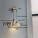 Helnys Ceramic Vintage LED Wall Light Bathroom Round Design Pull Chain Bedside Lamp