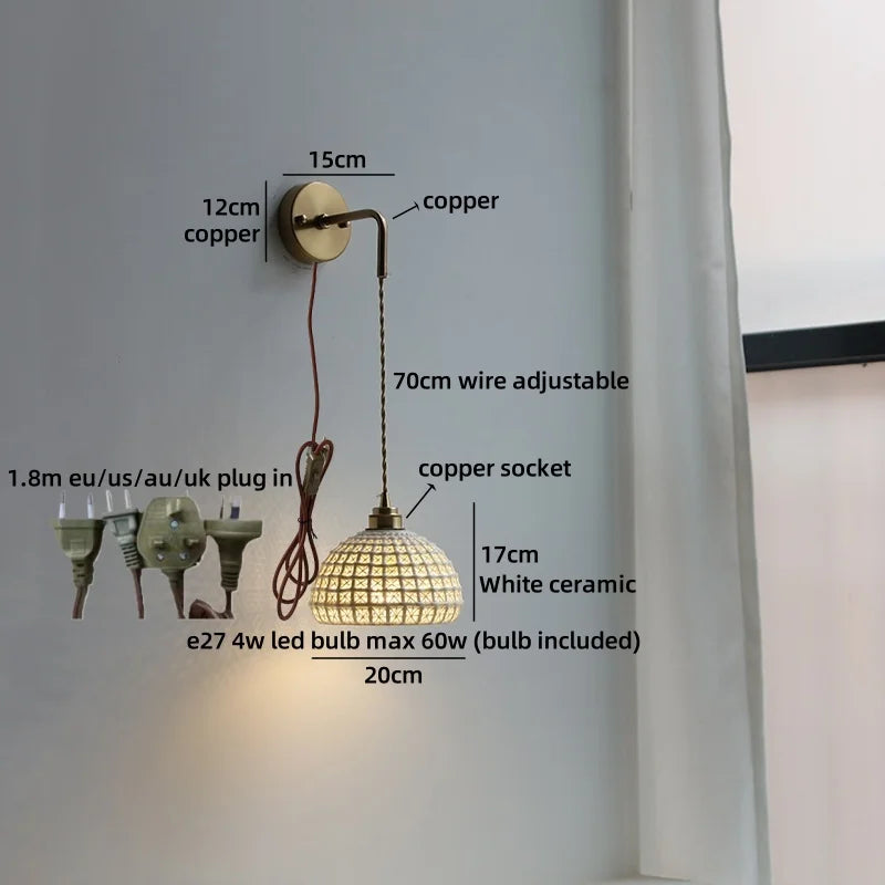 Helnys Brass Glass Shade LED Wall Lamp, Nordic Modern Bathroom Mirror Light