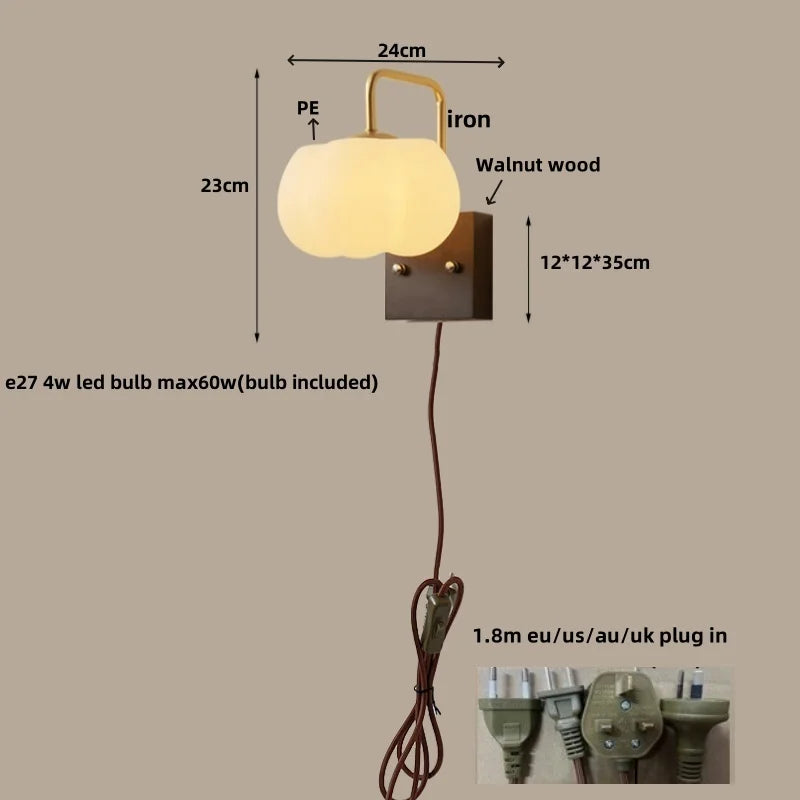Helnys Nordic Walnut Wood LED Wall Lamp Luminaire