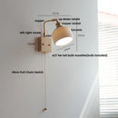 Helnys Globe Ceramic LED Wall Light Walnut Wood Sconce with Pull Chain Switch